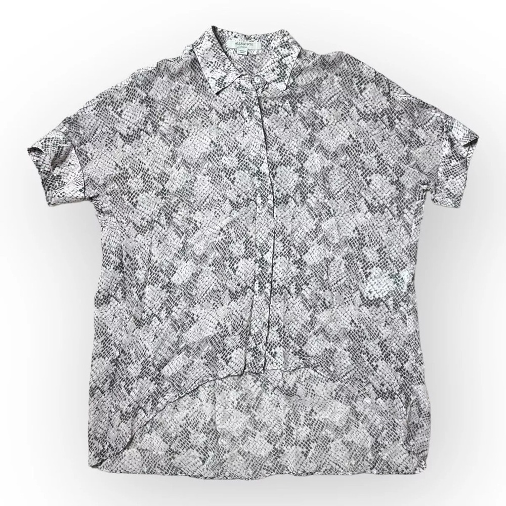 All saints Womens Shirt Ida Midgard Snake Print Blouse Button Down Small viscose